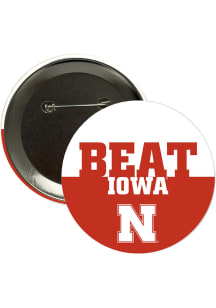 Nebraska Cornhuskers BEAT Iowa 3in Button - Red
