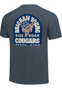BYU Cougars Navy Blue Ripped Arc Badging Vintage Short Sleeve T Shirt