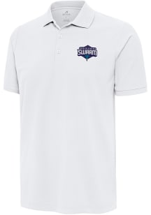 Antigua Greensboro Swarm Mens White Legacy Pique Short Sleeve Polo