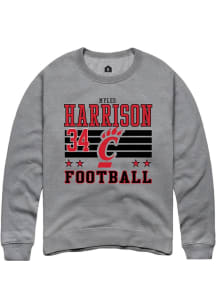 Myles Harrison Cincinnati Bearcats Mens Grey Football NIL Striped Player Crew