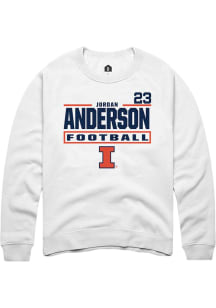 Jordan Anderson Illinois Fighting Illini Mens White Football NIL Stacked Box Player Crew