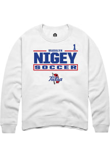 Madalyn Nigey Tulsa Golden Hurricane Mens White NIL Stacked Box Player Crew