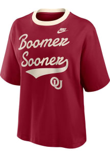 Nike Oklahoma Sooners Womens Crimson Legacy Boxy Short Sleeve T-Shirt