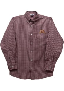 Vive La Fete Minnesota Golden Gophers Youth Maroon Gingham Long Sleeve Polo