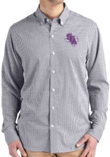 Cutter and Buck SFA Lumberjacks Mens Black Gingham LS Woven Long Sleeve Dress Shirt