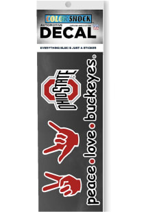 Ohio State Buckeyes Peace Love Buckeyes Auto Decal - Red