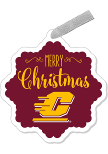 Central Michigan Chippewas Snowflake Merry Christmas Ornament - Maroon
