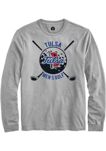 Rally Tulsa Golden Hurricane Grey Men's Golfer Long Sleeve T Shirt