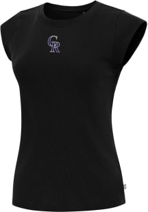Antigua Colorado Rockies Womens Black Show Off Short Sleeve T-Shirt