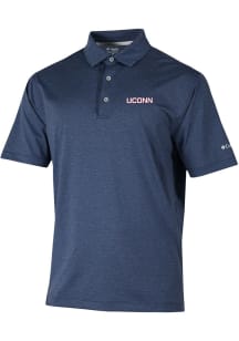 Columbia UConn Huskies Mens Navy Blue Sand Tee Short Sleeve Polo