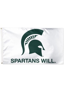 Michigan State Spartans Spartans Will White 3x5 Silk Screen Grommet Flag - Green