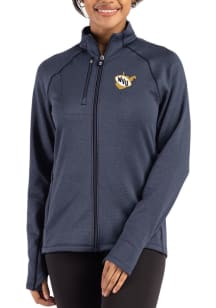 Cutter and Buck West Virginia Mountaineers Womens Navy Blue Vault Peshastin Long Sleeve Full Zip J..