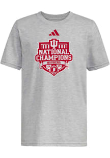 Adidas Indiana Hoosiers Youth Grey 2025 CFP National Champions Parade Short Sleeve T-Shirt