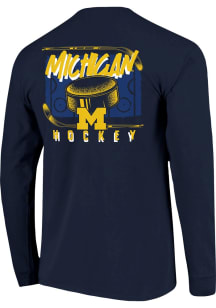Michigan Wolverines Navy Blue Painted Rink Long Sleeve T Shirt