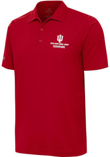 Antigua Indiana Hoosiers Mens Crimson 2025 Rose Bowl Champions Tribute Short Sleeve Polo