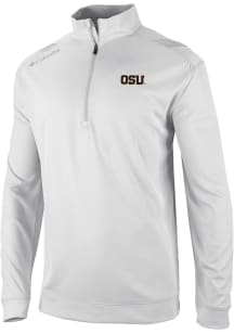 Columbia Oregon State Beavers Mens White Heat Seal Oakland Downs Long Sleeve Qtr Zip Pullover