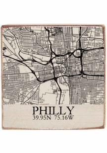 Philadelphia City Coordinates Map Wooden Sign - Green