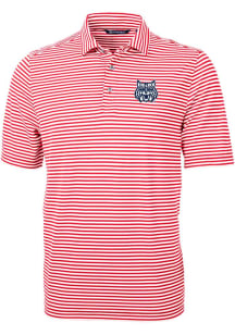 Cutter and Buck Arizona Wildcats Mens Red Virtue Stripe Pique Short Sleeve Fashion Polo