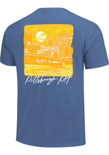 Pitt Panthers Blue Hand Drawn Cityscape Short Sleeve T Shirt