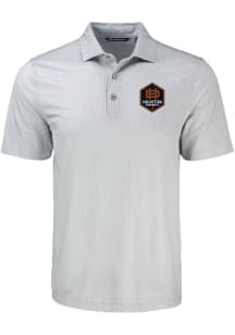 Cutter and Buck Houston Dynamo Mens Grey Pike Shadow Check Short Sleeve Polo