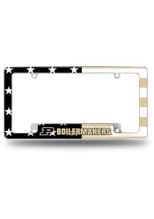 Purdue Boilermakers Flag All Over Chrome License Plate Frame - Silver