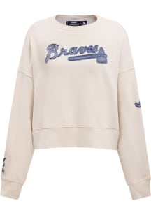 Pro Standard Atlanta Braves Womens White Varsity Blues Crew Sweatshirt