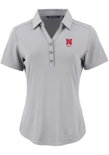 Cutter and Buck Nebraska Cornhuskers Womens Ash Alumni Forge Eco Polo Short Sleeve Polo Shirt