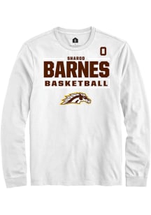 Sharod Barnes Western Michigan Broncos White NIL Stacked Box Long Sleeve Player T Shirt