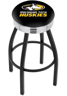 Michigan Tech Huskies 3 Ring Chrome Seat Pub Stool - Black