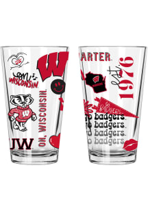 Wisconsin Badgers Loco 2 Pack 16oz Pint Glass - Clear