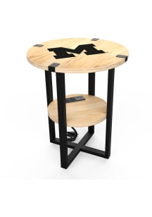 Michigan Wolverines Charging Wood End Table
