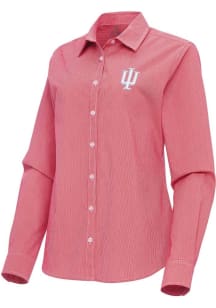 Antigua Indiana Hoosiers Womens Porter Long Sleeve Crimson Dress Shirt