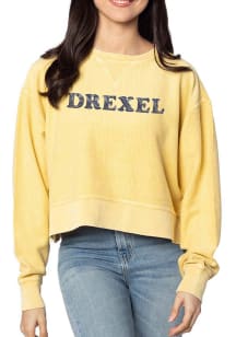 Drexel Dragons Womens Gold Corded Boxy Crew Sweatshirt