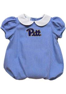 Vive La Fete Pitt Panthers Baby Blue Gingham Collar Short Sleeve One Piece