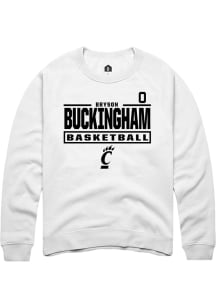 Bryson Buckingham Cincinnati Bearcats Mens White NIL Stacked Box Player Crew