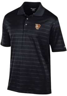 Champion Bowling Green Falcons Mens Black Embroidered Textured Solid Short Sleeve Polo