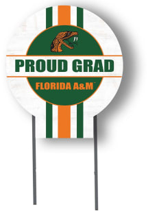Florida A&M Rattlers KH Sports Fan 20x20 Circle Yard Sign with Stakes Proud Grad Yard Sign - White