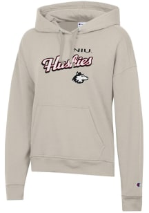Champion Northern Illinois Huskies Womens Oatmeal Script Powerblend Hooded Sweatshirt