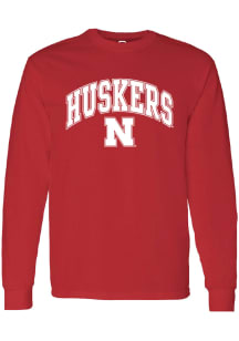 Summit Sportswear Nebraska Cornhuskers Red Arch Mascot Long Sleeve T Shirt