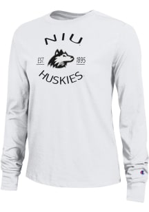 Champion Northern Illinois Huskies Womens White Circle Graphic Core LS Tee