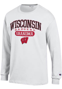 Champion Wisconsin Badgers White Pill Box Grandma Jersey Long Sleeve T Shirt