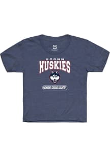 Summit Sportswear UConn Huskies Youth Navy Blue Women's Cross Country Short Sleeve T-Shirt