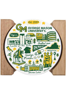 George Mason University 4 Pack Wooden Coaster - Natural