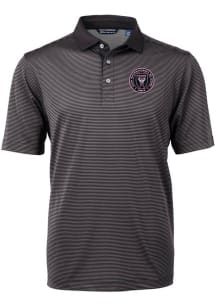 Cutter and Buck Inter Miami CF Mens Black Virtue Eco Pique Micro Stripe Short Sleeve Polo
