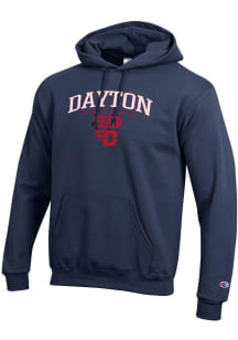 Champion Dayton Flyers Mens Navy Blue Dad Pill Powerblend Long Sleeve Hoodie