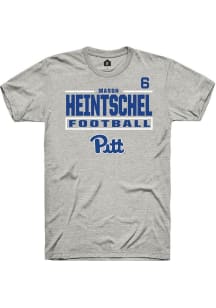 Mason Heintschel Pitt Panthers Ash Football NIL Stacked Box Short Sleeve Player T Shirt