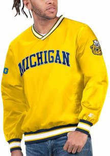 Starter Michigan Wolverines Mens Yellow Big Ten Arched School Name Pullover Jackets