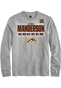 Jaida Manderson Western Michigan Broncos Grey NIL Stacked Box Long Sleeve Player T Shirt