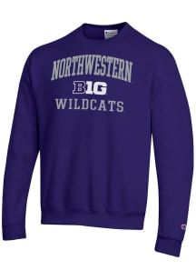 Champion Northwestern Wildcats Mens Purple Big Ten Powerblend Long Sleeve Crew Sweatshirt