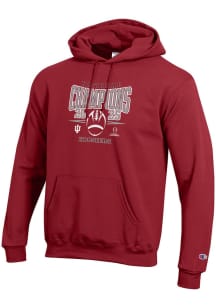 Champion Indiana Hoosiers Mens Crimson 2025 College Football Champions Powerblend Long Sleeve Hood..